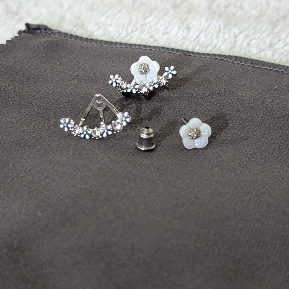 Banter brand flower huggie earrings silver and crystals